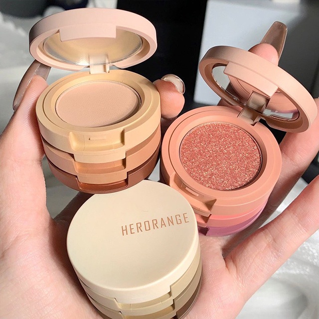 Phấn Mắt Herorange 3 Lớp 3 Màu Trendy Chống Nước Kèm Gương Nhỏ Gọn Tiện Lợi