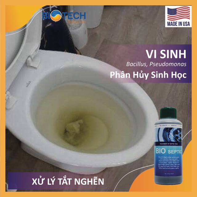 Chất thông cống - Nước vi sinh thông cống, thông tắc bồn cầu, khử mùi, vi sinh hữu cơ an toàn Bio Septic (Mỹ) 350ml