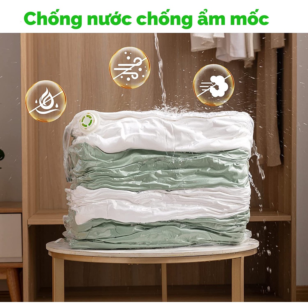 Túi hút chân không đựng quần áo Elas House để bọc chăn màn không cần dùng bơm 2 lớp khóa zip