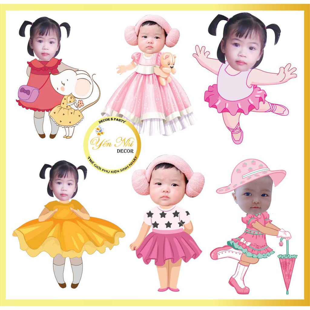 Hình chibi trang trí sinh nhật cho bé- Phụ kiện sinh nhật để bàn cho bé gái vô cùng đáng yêu