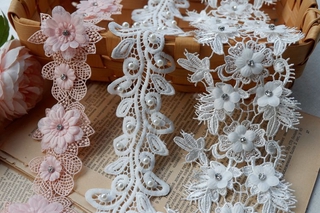 Dải Lụa Polyester Viền Ren 3d Trang Trí Áo Cưới