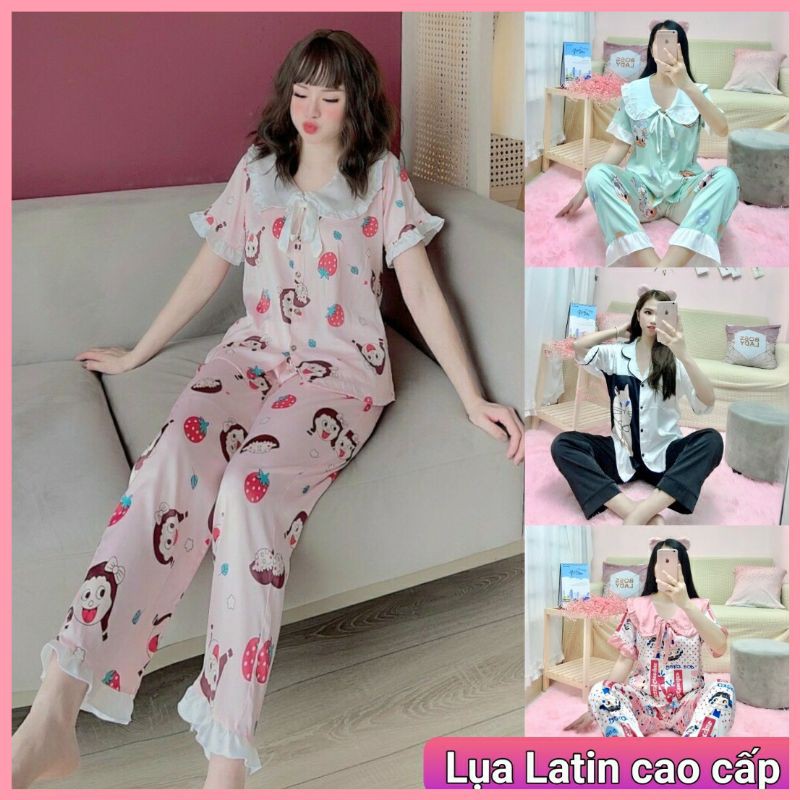 [ LỤA LATIN] Bộ pijama ngủ lụa Latin cao cấp cộc dài