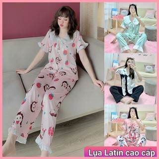 Bộ pijama ngủ lụa Latin cao cấp cộc dài