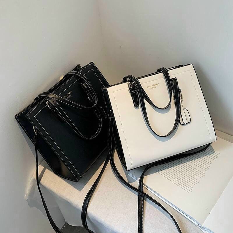 Túi xách nữ styte công sở, có ảnh thật, da mềm đẹp có dây đeo chéo, mã M01, màu đen và trắng, đi học, đi làm