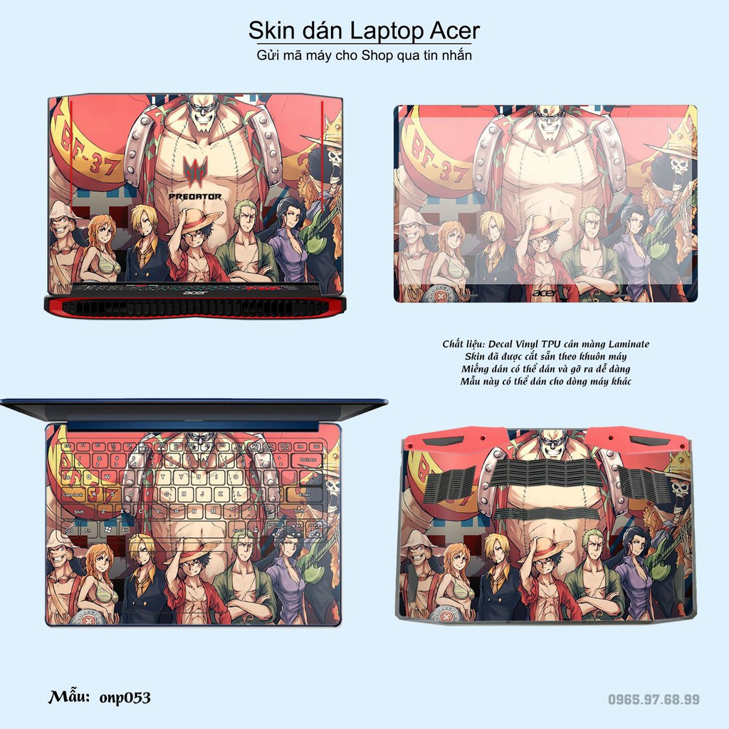 Skin dán Laptop Acer in hình Vua hải tặc (inbox mã máy cho Shop)