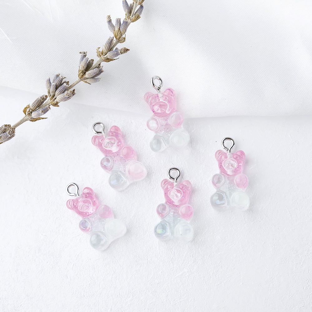 Mặt Dây Chuyền Hình Gấu Hoạt Hình Bằng Nhựa Resin Màu Kẹo Diy