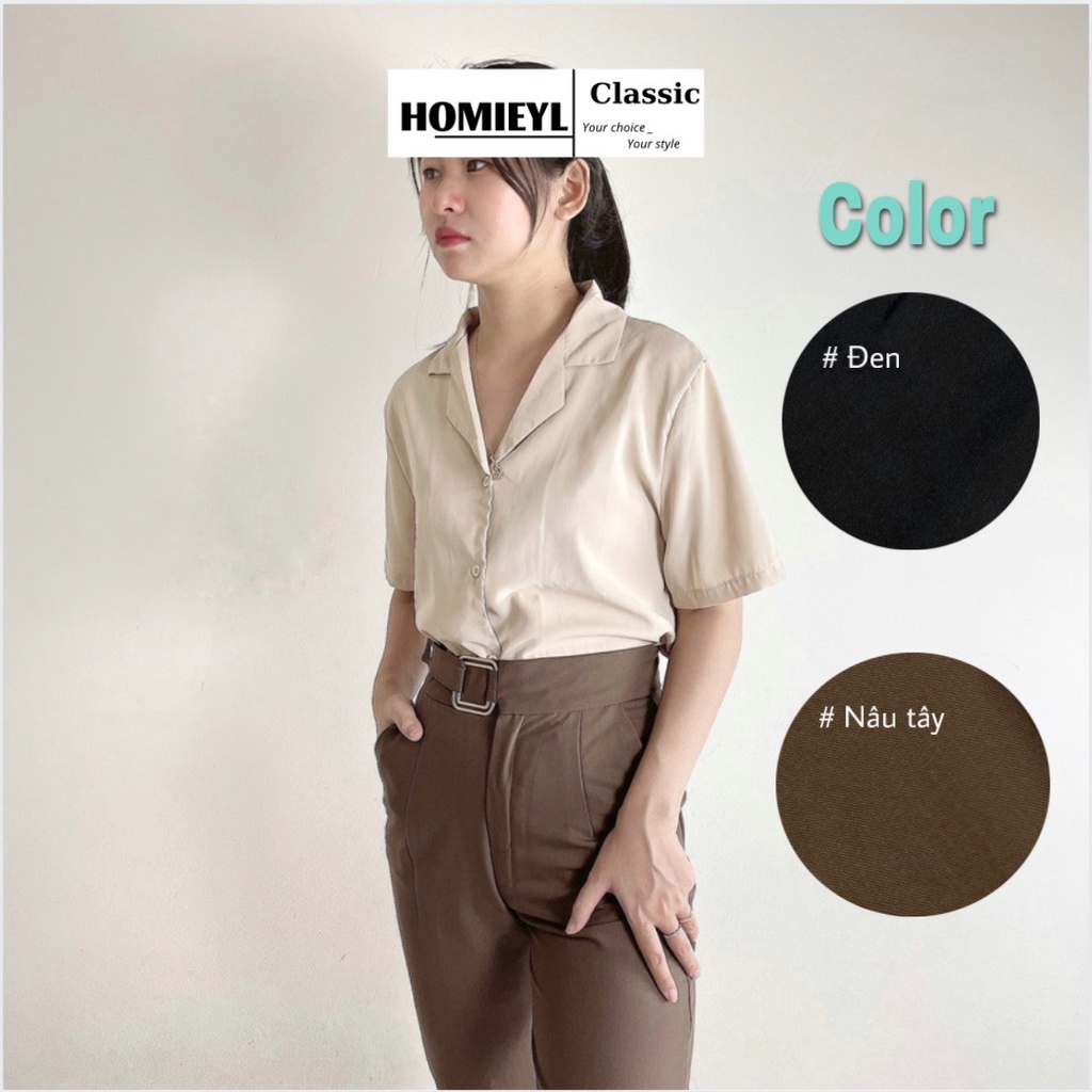 Quần baggy nữ lưng cao đai vuông cạp cao công sở Homieyl, quần tây lưng cao đi học đi làm