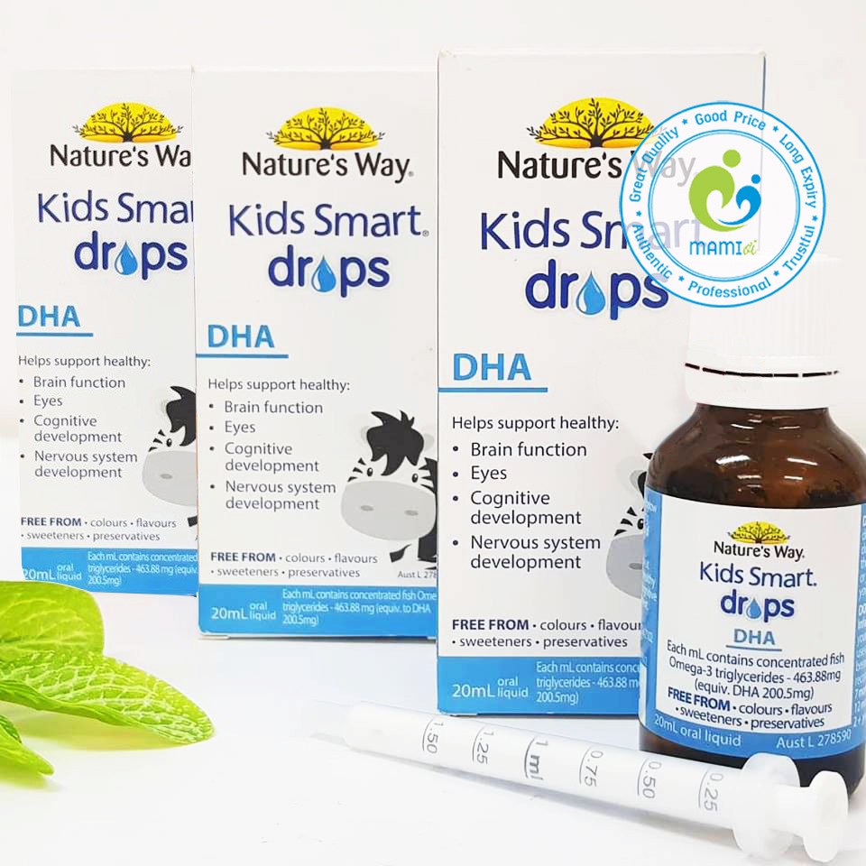 DHA giọt (20ml) phát triển trí não cho trẻ từ 4 tuần tuổi Nature’s Way Kids Smart DHA Drops, Úc