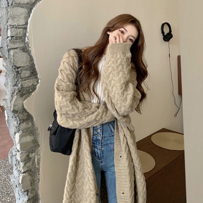 Áo Khoác Cardigan Dệt Kim Dáng Rộng Cỡ Lớn Kiểu Hàn Quốc Thời Trang Thu Đông 2022 Cho Nữ