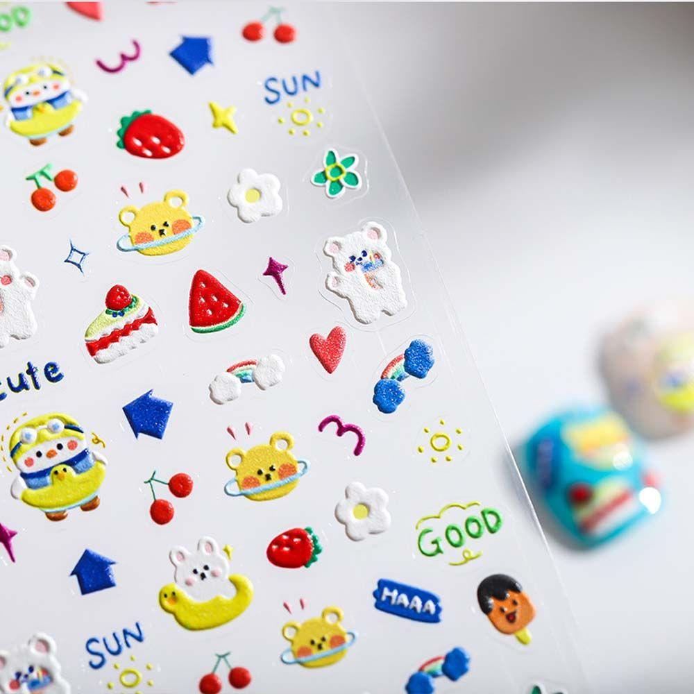 Miếng Dán Trang Trí Móng Tay Họa Tiết Thỏ / Gấu Hoạt Hình Dễ Thương Dành Cho Nữ