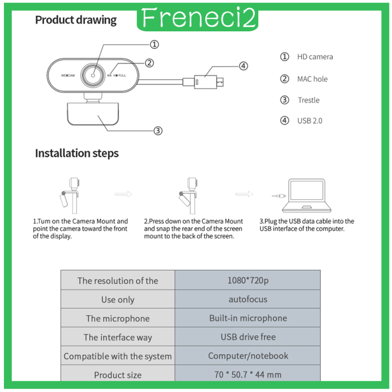 Webcam Thông Minh Freneci2 Hd Có Thể Xoay Được | BigBuy360 - bigbuy360.vn