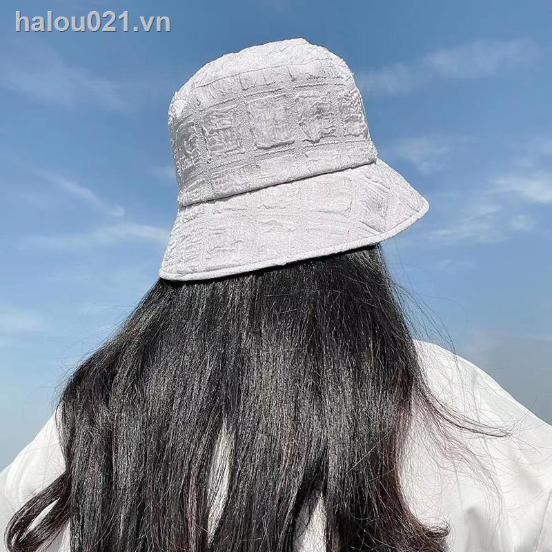 ✿Ready stock✿  Korean style lace fisherman hat female summer thin checkered chiffon shopping sunscreen casual flat-brim fashion sunshade