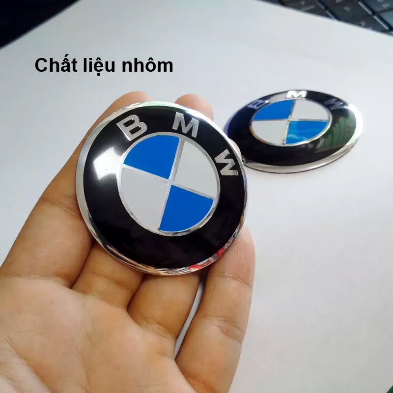Bộ 2 Logo Tròn BMW nhôm kim Loại 5,5cm Nổi U