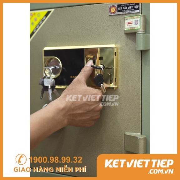Két Sắt Việt Tiệp Vân Tay KVT50VT Màu Xanh Chống Cháy Chống Trộm Chống Khoan Phá Hiện Đại 2021 Công ty két sắt Việt Tiệp