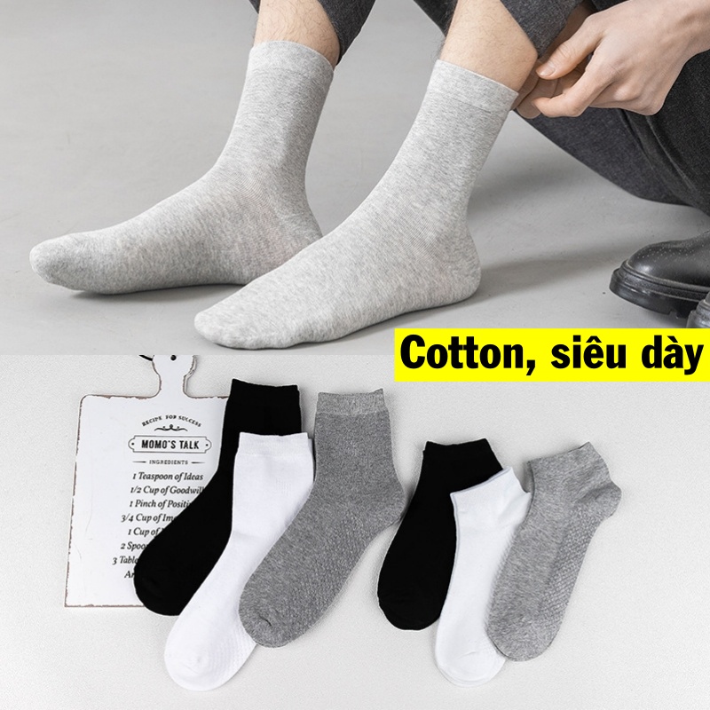 Tất cao cổ cotton cao cấp hàn quốc tất vớ nam nữ cổ dày
