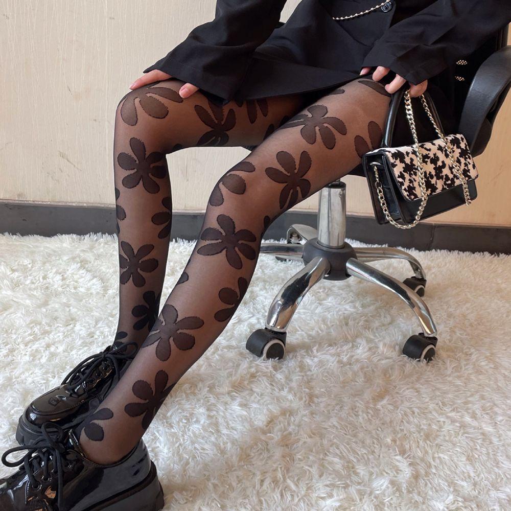 SOMEDAYZL Quần Tất In Họa Tiết Hoa Phong Cách Harajuku Hàn Quốc Đơn Giản Dành Cho Nữ