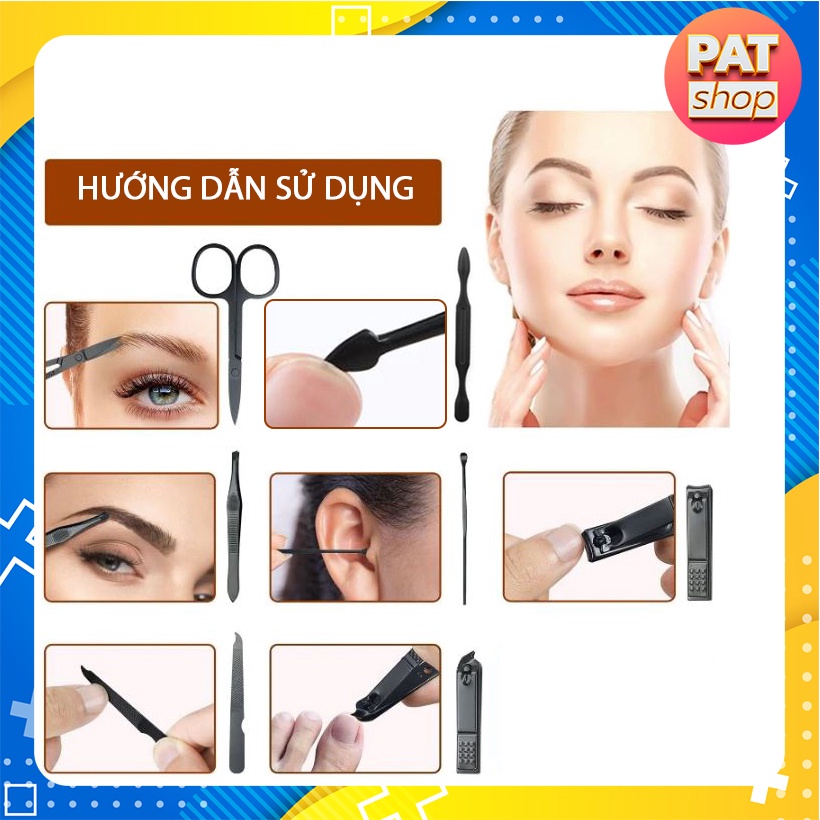 Bộ Bấm Móng Tay Chân 7 Món Tiện Dụng Cao Cấp bằng thép không gỉ #den