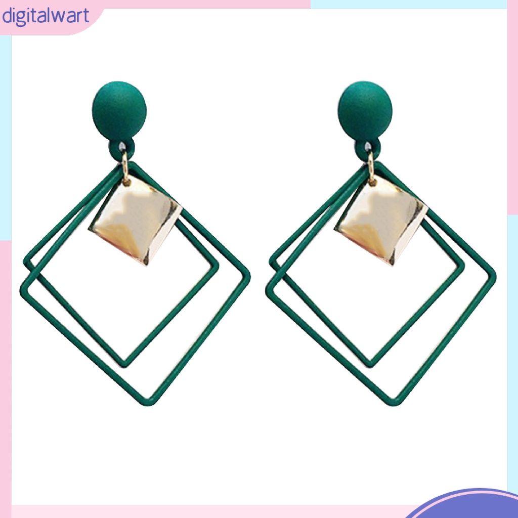 Đôi Bông Tai Dáng Rơi Họa Tiết Hình Học Thời Trang Cho Nữ