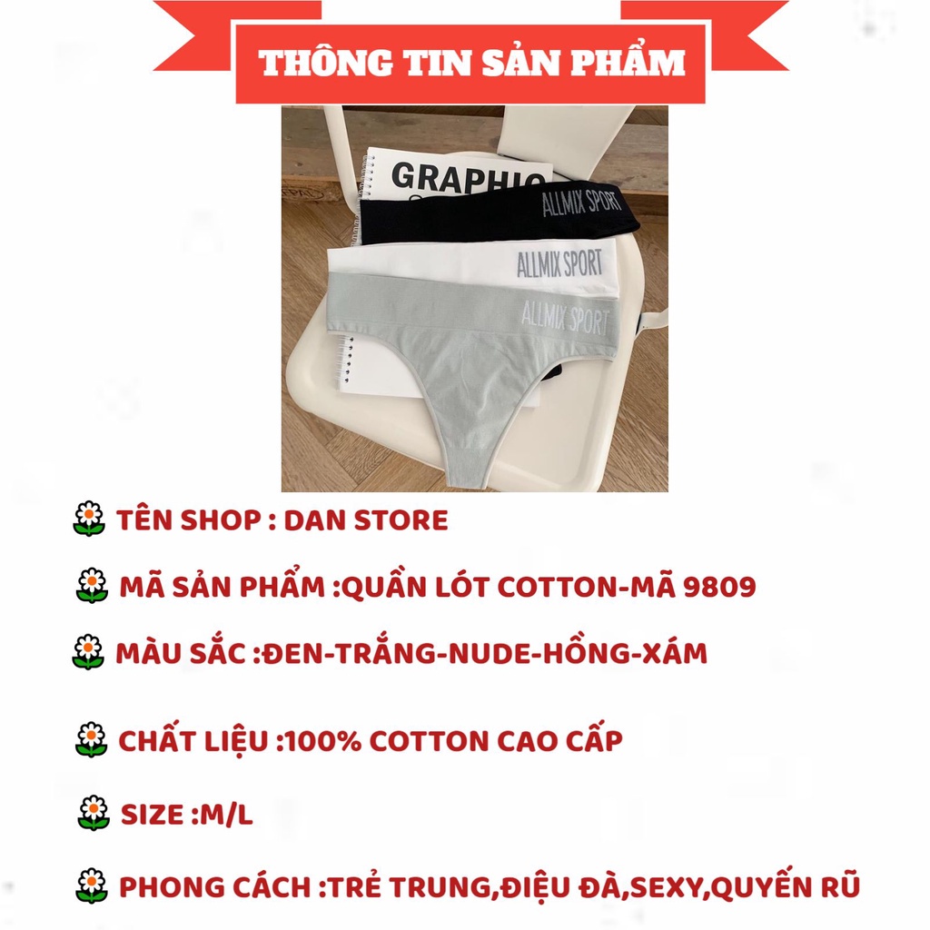 Quần Lót Nữ - Quần Lót Nữ Cotton Lọt Khe phối cạp chữ cá tính sexy quyến rũ DAN STORE MÃ 9809