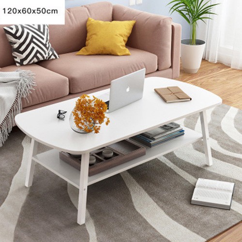 Bàn sofa gỗ phòng khách 2 tầng màu trắng, nâu và đen - Bàn trà, bàn cafe độc đáo decor trang trí nội thất nhà hàng