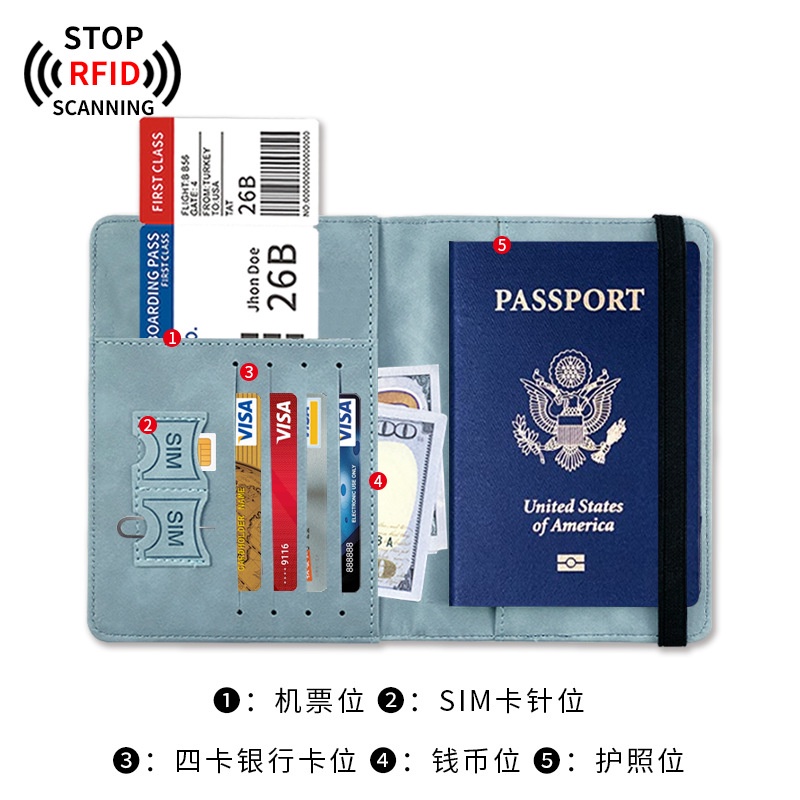 Bao Da Bọc Hộ Chiếu Da Pu, Ví Đựng Visa, Passport  Thẻ ATM Sim Điện Th