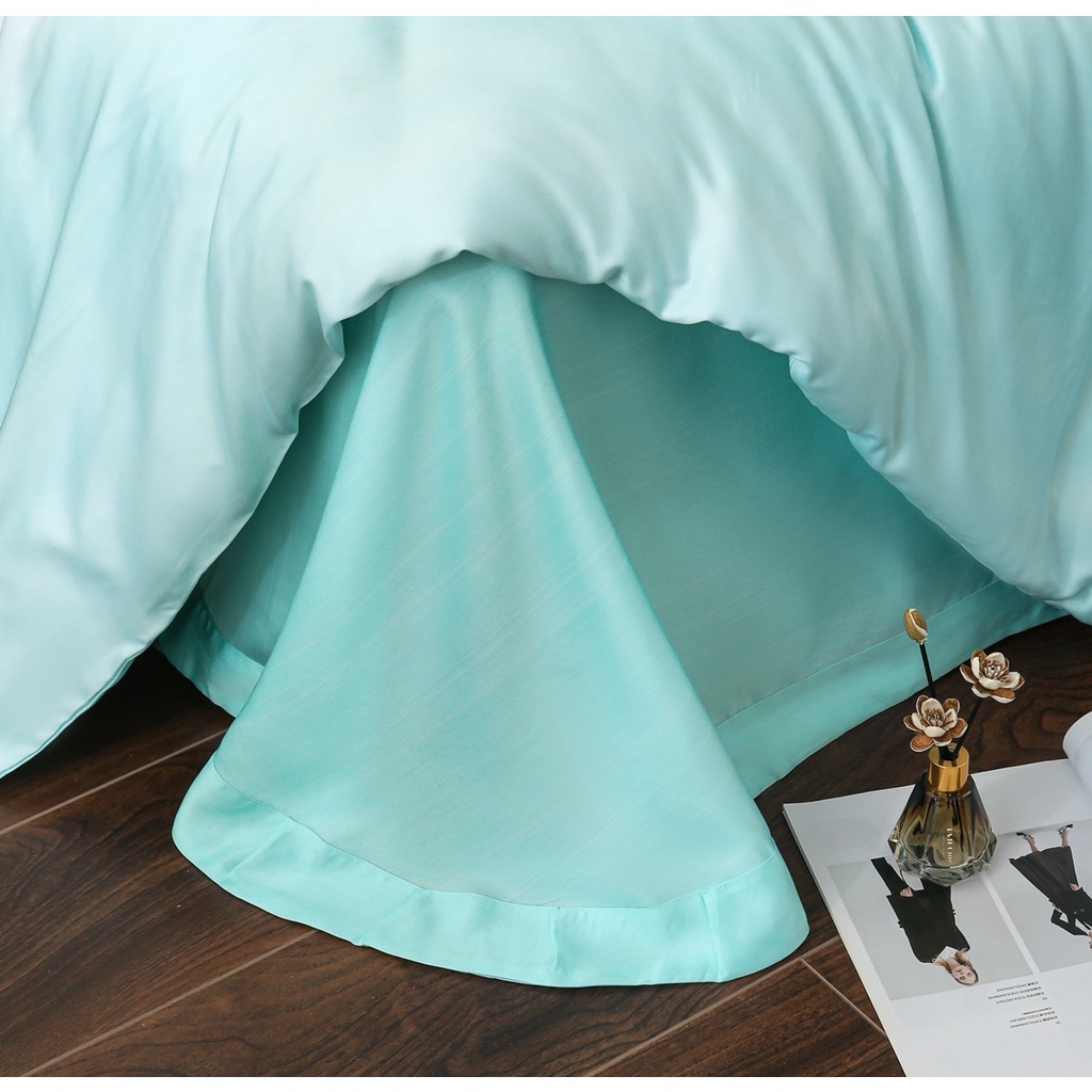 Bộ chăn ga gối 100%Tencel 60s, 5 món Họa tiết sọc cách điệu trẻ trung, tươi mát, chất liệu siêu mềm mịn