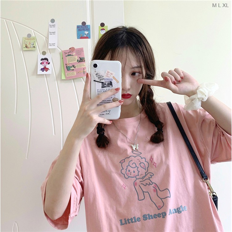 Áo thun tay lỡ  Litte Sheep Angel  phông Unisex nam nữ tee oversize form rộng pull Ulzzang Streetwear Hàn Quốc vải mềm