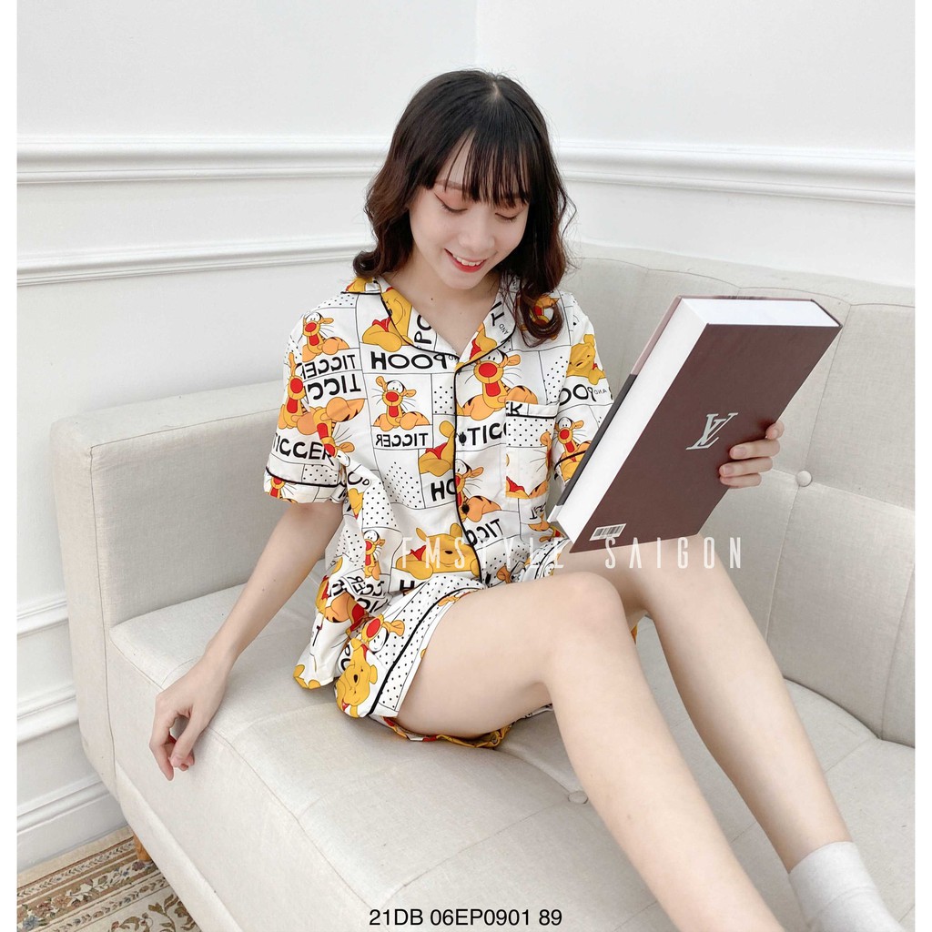 Bộ pijama nữ Fmstyle Saigon cộc tay chất liệu vải kate Thái 21DB06EP0901-21DB08EP1201 - 21DB12EP0401