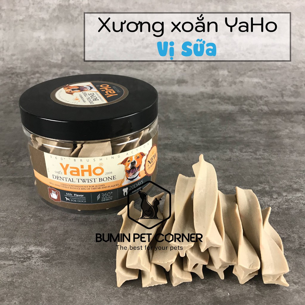 Xương xoắn gặm sạch răng cho chó Yaho hộp 165g