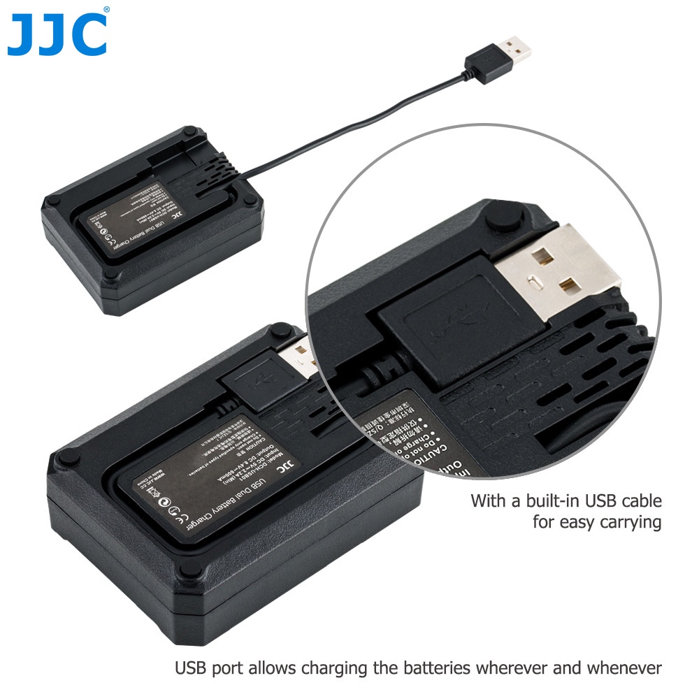 Bộ sạc pin máy ảnh JJC NP-W126 &amp; W126S USB ngăn kép dành cho FUJIFILM X-S10 X100V X100F X-T200 X-T100 X-T30 X-T20 X-T10