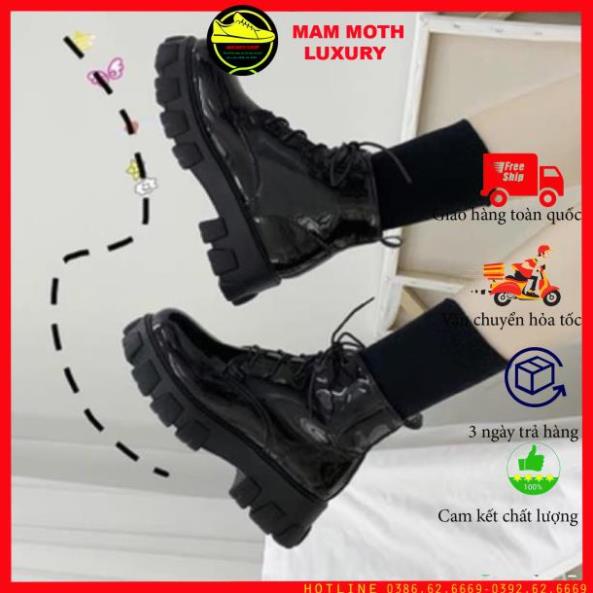 Giày bốt nữ, giày cao cổ nữ thời trang Hàn Quốc VIDEO THẬT Boot hai màu da đen bóng, mờ siêu hót
