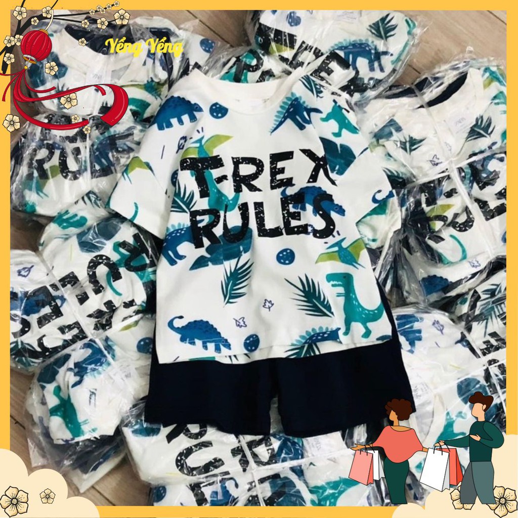 SBT56 - BỘ BÉ TRAI ĐÙI COTTON TREX LÁ XANH