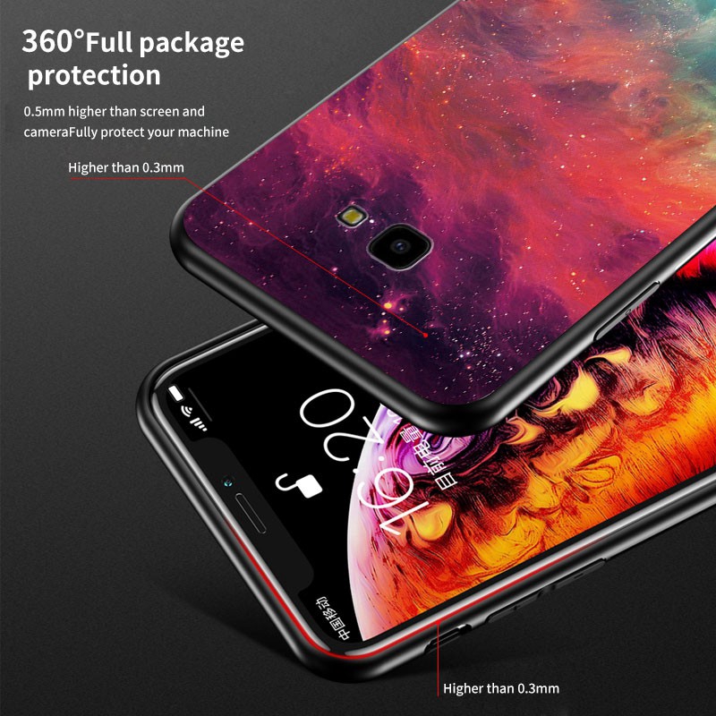 Ốp điện thoại mặt kính cường lực cứng cho Samsung Galaxy J4 J6 2018 Plus Prime J400 J600 F Samsung J4 Core
