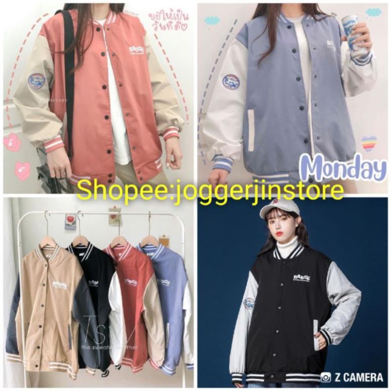 ÁO KHOÁC BÓNG CHÀY FORM RỘNG PHONG CÁCH HÀN QUỐC UNISEX - ÁO BOMBER THIÊU CHỮ BADGE  ཾ ྇