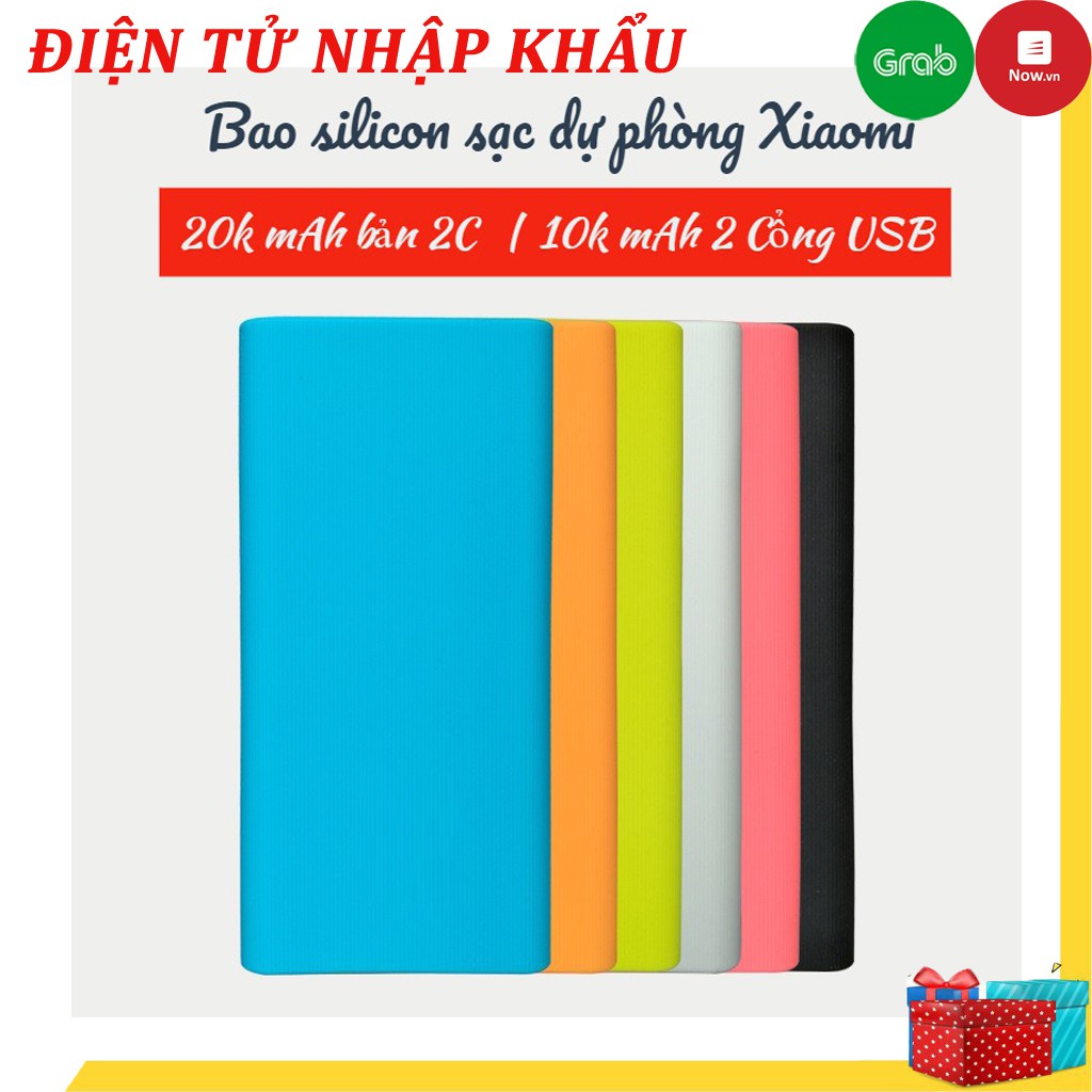 Bao ốp Pin sạc dự phòng Xiaomi Gen 3 10000mAh/20000mAh, Bao ốp silicon nhiều màu bảo vệ sạc dự phòng chống trơn trượt