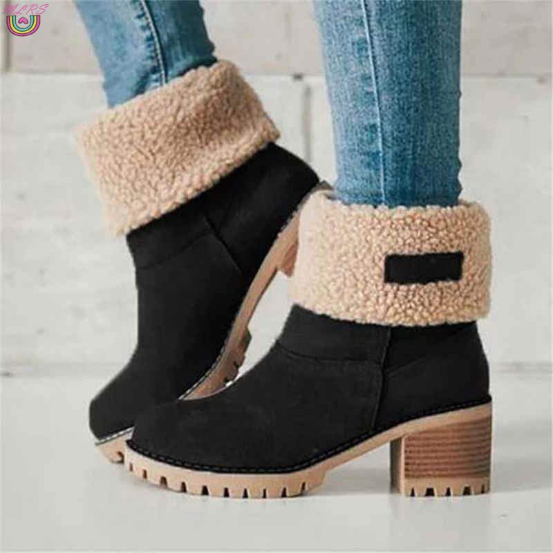 Giày bốt đi tuyết cột dây sau lưng 2 trong 1 chống trượt cho nữ