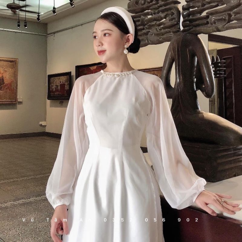 Áo Dài Nữ 4 Tà Trắng Siêu Xinh.