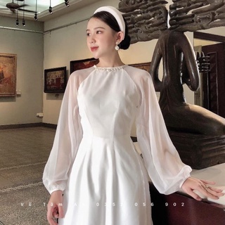 Áo Dài Nữ 4 Tà Trắng Siêu Xinh.