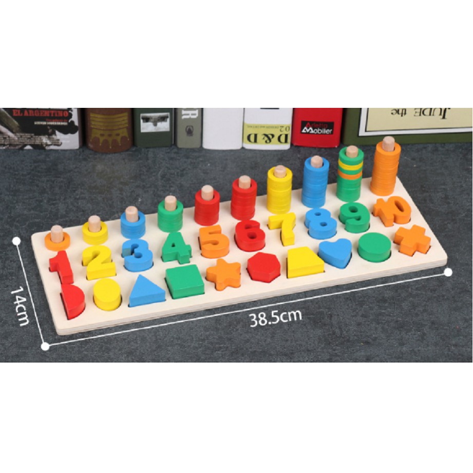 Đồ chơi bảng số cọc và hình khối 3in1 màu sắc tương đương cho bé dễ dàng học toán