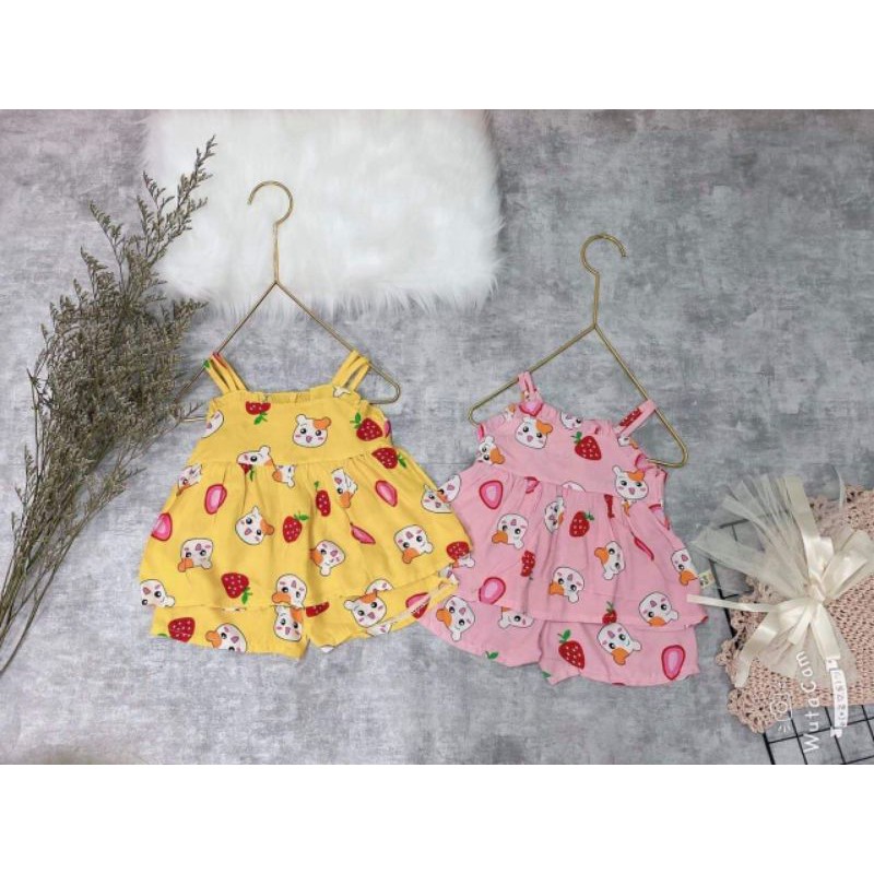 Bộ lanh thái 2 dây bé gái
