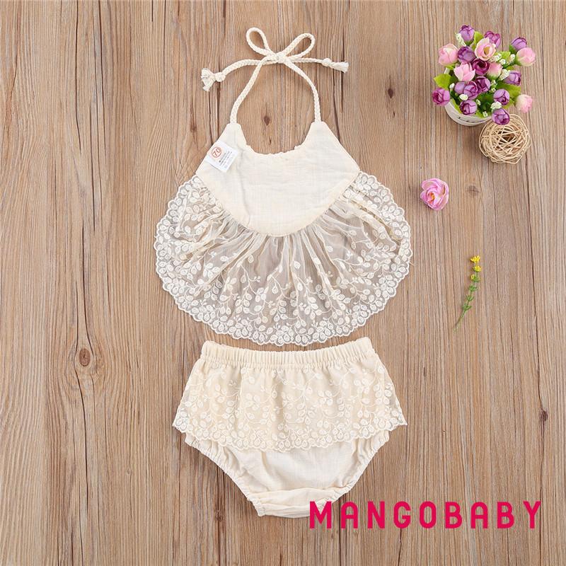 Set Áo Croptop Sát Nách + Quần Ngắn Cho Bé Gái Mg-0-24 Tháng Tuổi