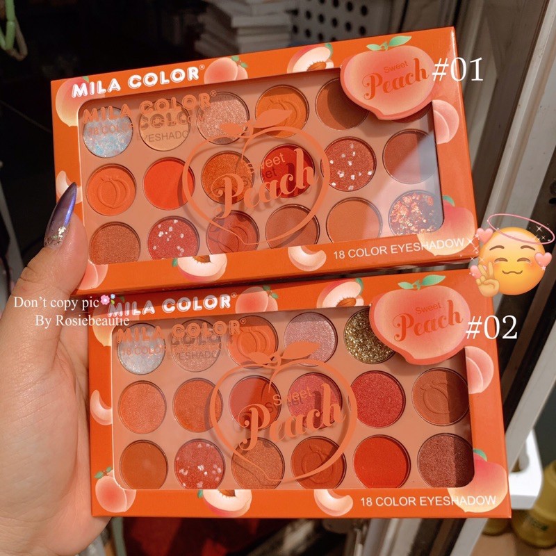 Phấn mắt peach mila color 18 ô nhũ và lì