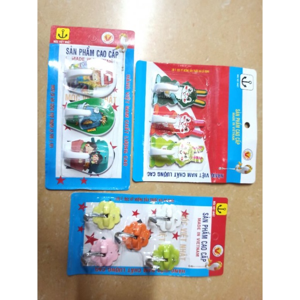 Bộ 5 móc nhựa treo tường chịu tải lên đến 2kg, đa dạng mẫu