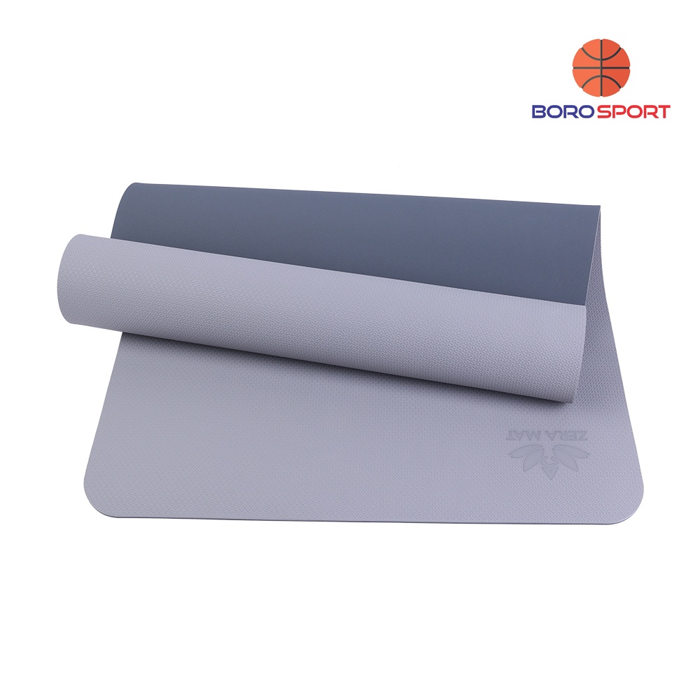 Thảm tập yoga TPE 2 lớp Zera 6mm - Xám BORO SPORT
