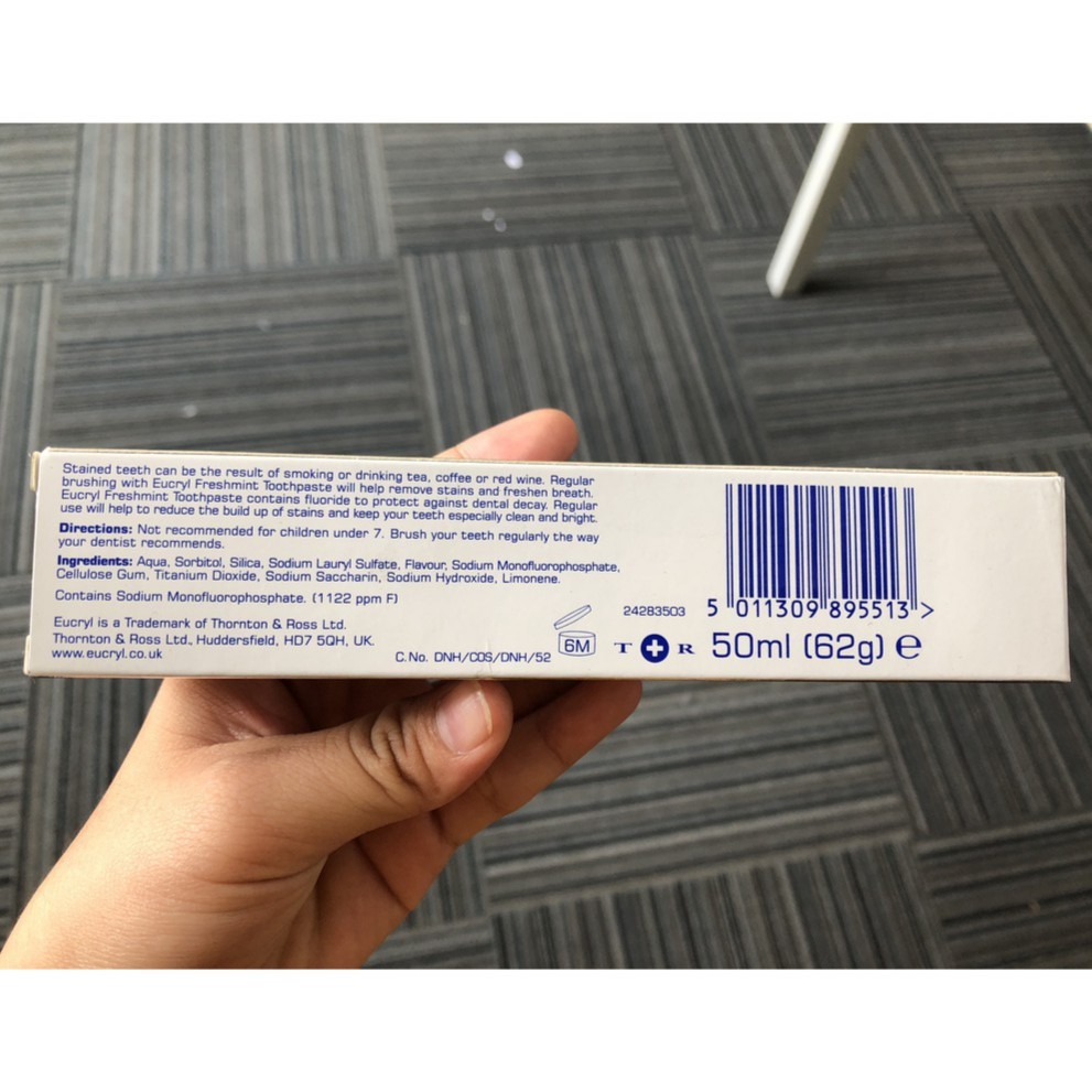 Kem Đánh Răng Bạc Hà Tẩy Trắng Eucryl Toothpaste 62g | BigBuy360 - bigbuy360.vn
