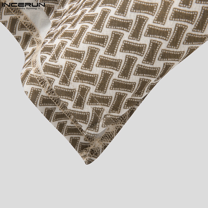 Áo thun INCERUN tay ngắn họa tiết in hoa thời trang mùa hè cho nam