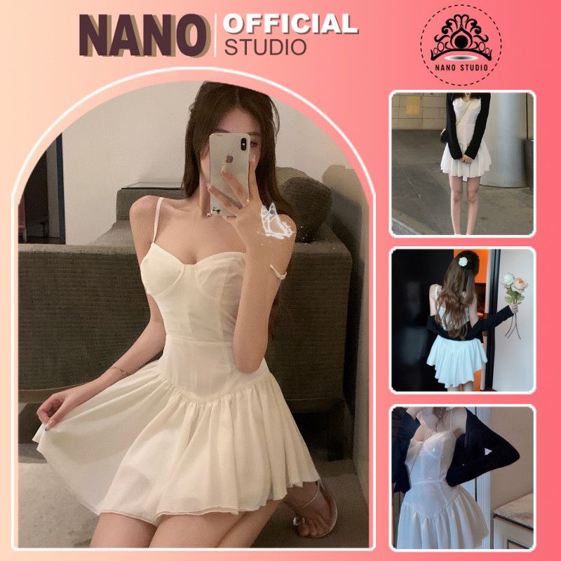 Váy 2 dây 🌼NaNo Studio 🌼 Đầm dáng ngắn ôm màu trắng nữ tính mẫu mới 2021 hack mông dễ mặc | BigBuy360 - bigbuy360.vn