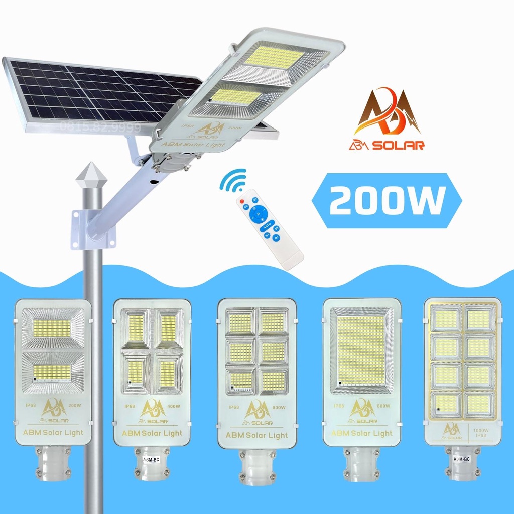 Đèn Năng Lượng Mặt Trời Sân Vườn, Đèn Đường Bàn Chải, Tấm Pin Rời, IP68 Chống Nước, Nhôm Đúc Nguyên Khối ABSOLAR
