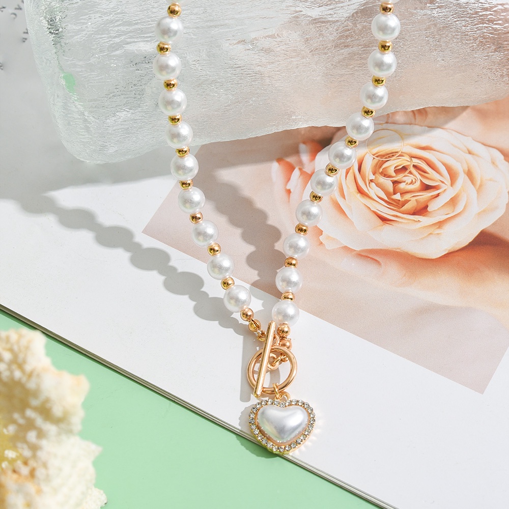 Vòng cổ Hình Trái Tim Đính Ngọc Trai Nhân Tạo Thanh Lịch Dành Cho Nữ