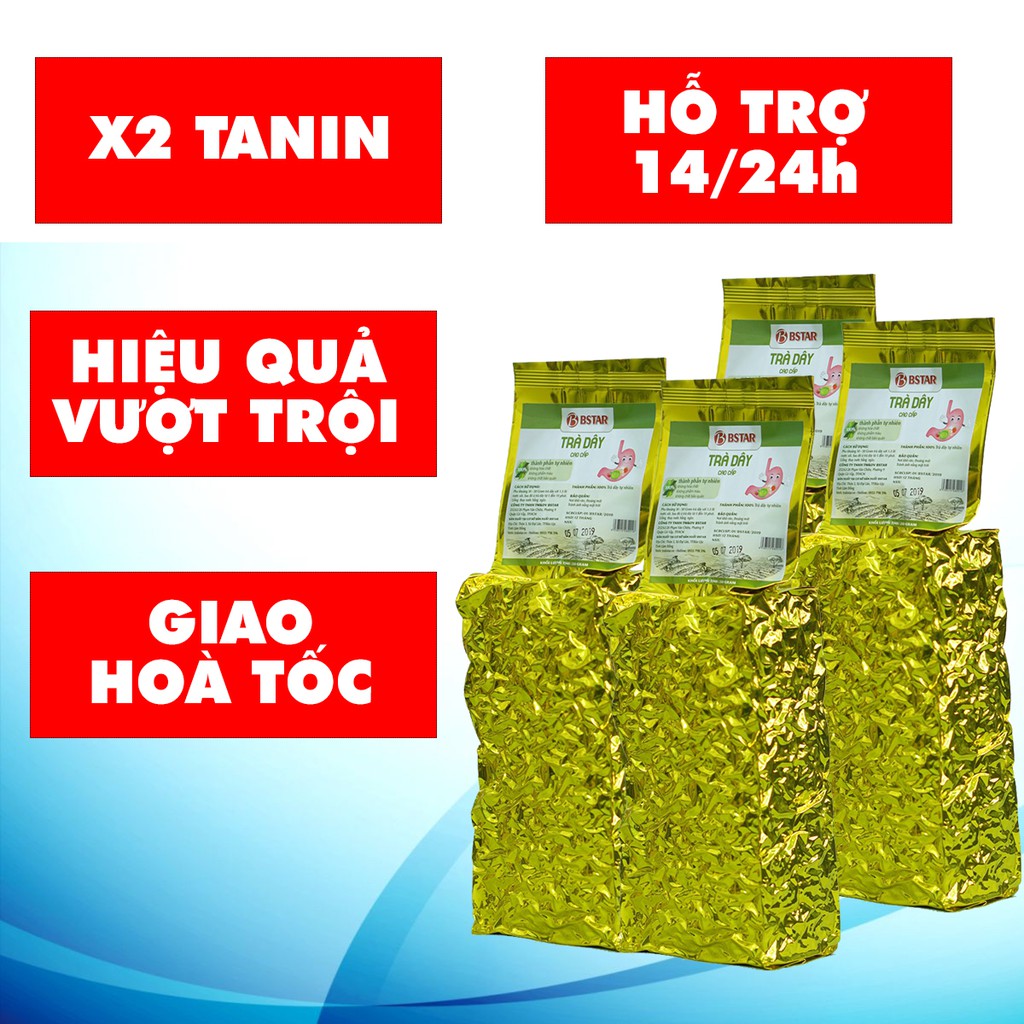 Combo 4 Gói - Trà Dây Cao Cấp Bstar - Hỗ Trợ Tiêu Viêm Lành Loét Diệt Khuẩn HP Dạ Dày - 250G/Gói